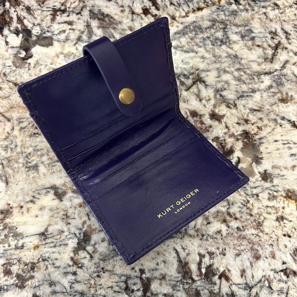 NWT Kurt Geiger Purple Leather Bi-Fold Snap Closure Card Holder - Picture 6 of 9